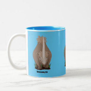 Cute woolly rhino elasmotherium cartoon Two-Tone coffee mug