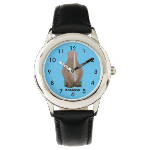 Cute woolly rhino elasmotherium cartoon watch