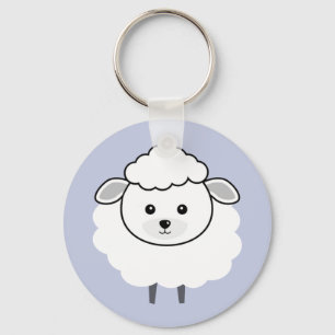 Cute Wooly Lamb Face Key Ring