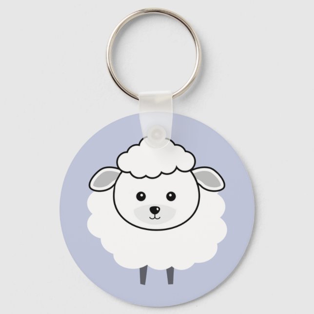 Cute Wooly Lamb Face Key Ring (Front)