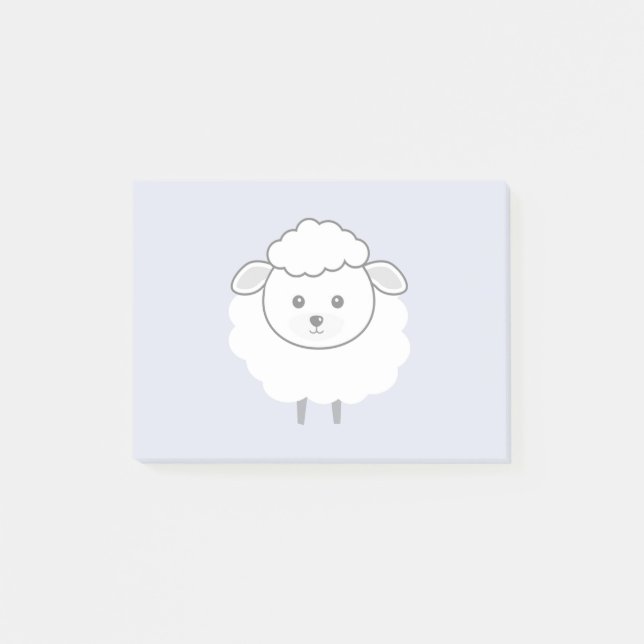 Cute Wooly Lamb Face Post-it Notes (Front)