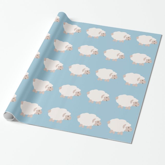 Cute Wooly lamb Wrapping Paper (Unrolled)