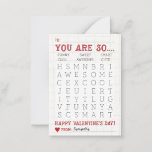 Cute Word Search Valentine's Day Card