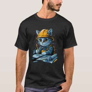 Cute working Cat Civil Engineer Technician T-Shirt