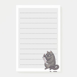 Cute Working Cat in Glasses Lined List Post-it Notes