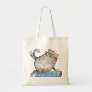 Cute Workout Cat Tote Bag