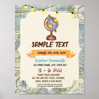 Cute World globe theme flyer Poster