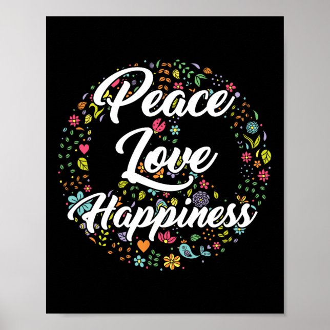 Cute World Peace Love Happiness Peace Sign Hippie  (Front)