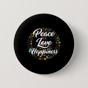 Cute World Peace Love Happiness Peace Sign Hippie  6 Cm Round Badge