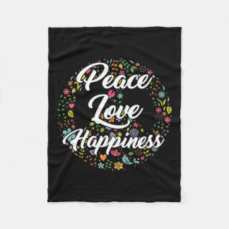 Cute World Peace Love Happiness Peace Sign Hippie  Fleece Blanket