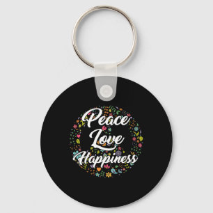 Cute World Peace Love Happiness Peace Sign Hippie Key Ring