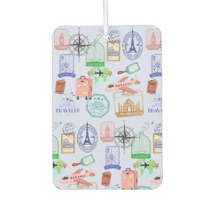 Cute World Traveller Collage Car Air Freshener