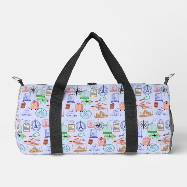 Cute World Traveller Collage Duffle Bag (Front)