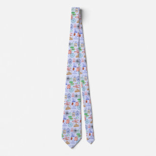 Cute World Traveller Collage Tie