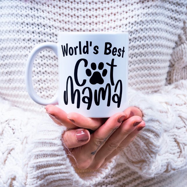Cute World's Best Cat Mama 1 Photo Paw Print Coffee Mug (Creator Uploaded)