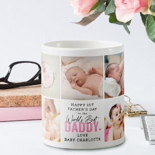 Cute 'Worlds Best Daddy' 1st Father's Day Pink Coffee Mug