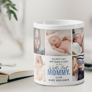 Cute 'Worlds Best Mummy' 1st Mother's Day Blue Coffee Mug