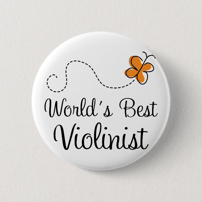 Cute Worlds Best Violinist Orange 6 Cm Round Badge (Front)