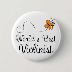 Cute Worlds Best Violinist Orange 6 Cm Round Badge