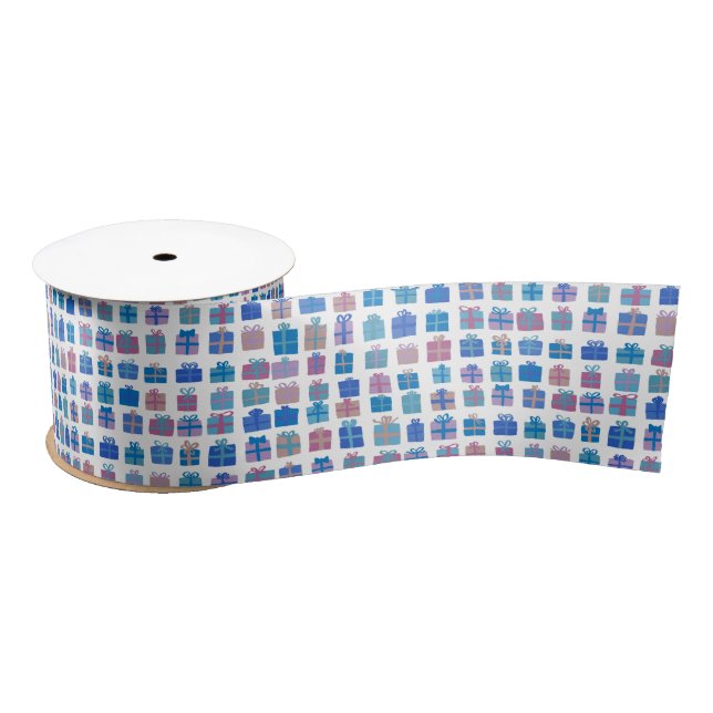 Cute Wrapped Gifts w Bows Holiday Birthday Blue Satin Ribbon (Spool)