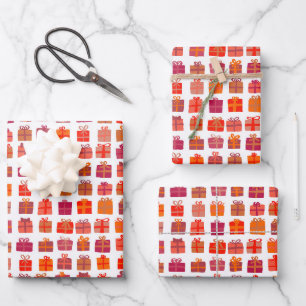 Cute Wrapped Gifts w Bows Holiday Christmas Bday Wrapping Paper Sheet