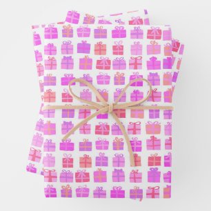 Cute Wrapped Gifts w Bows Holiday Christmas Bday Wrapping Paper Sheet