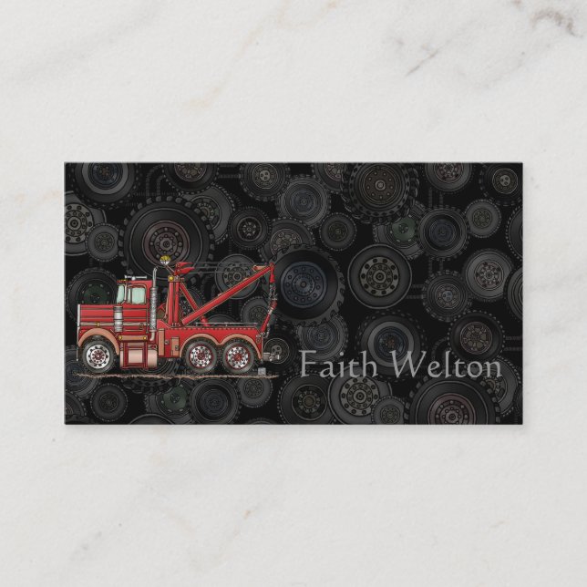 Cute Wrecker Truck Business Card (Front)