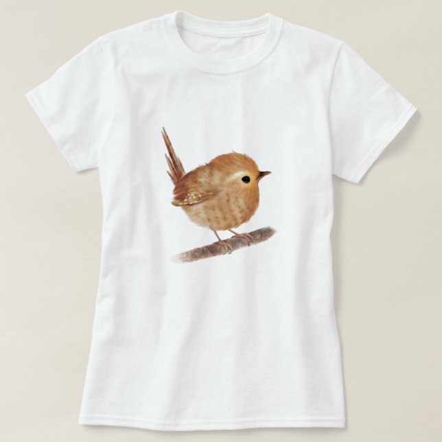 Cute Wren Bird Lovers t shirts (Design Front)