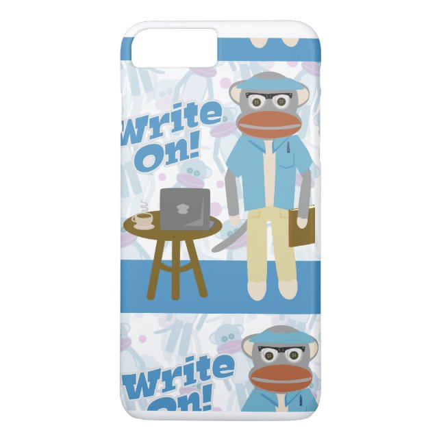 Cute Writer Sock Monkey Case-Mate iPhone Case (Back)