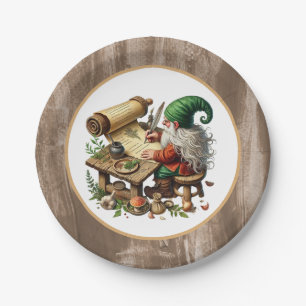 Cute writing gnome party paper plate