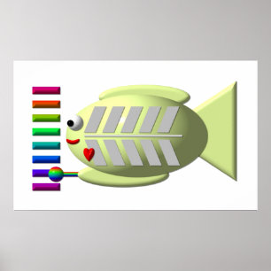 Cute X-ray fish playing the xylophone Poster