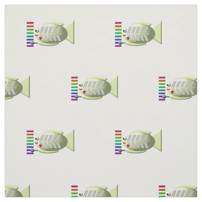 Cute X-Ray Fish With Xylophone Fabric (Swatch)