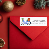 Cute Xmas Bike with Gifts CUSTOM Mailing  Label
