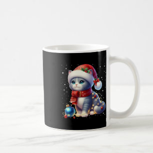 Cute Xmas Black Cat Santa Hat Tangled Up In Christ Coffee Mug