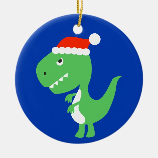 Cute Xmas Christmas Dinosaur Dino Ornament (Front)