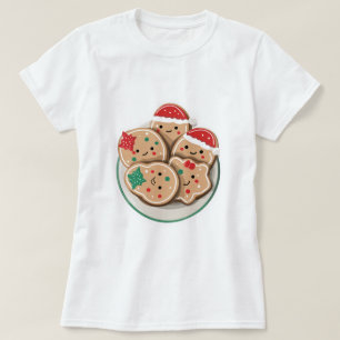 Cute Xmas Cookies on Plate – Smiling Holiday T-Shirt