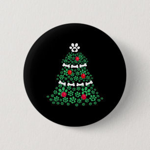 Cute Xmas Dog Paw Christmas Tree Puppy Lovers Men 6 Cm Round Badge