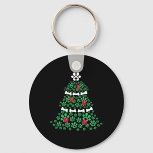 Cute Xmas Dog Paw Christmas Tree Puppy Lovers Men Key Ring