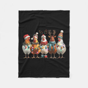 Cute Xmas Holiday Farm Animal Funny Chicken Christ Fleece Blanket