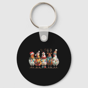 Cute Xmas Holiday Farm Animal Funny Chicken Christ Key Ring