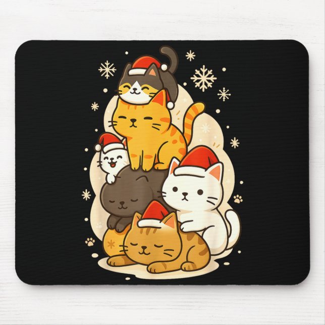 Cute Xmas Kawaii Cats Neko Funny Kitten Lover Anim Mouse Mat (Front)