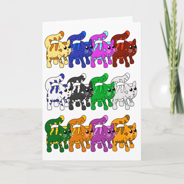 Cute Xmas Kitten Cat Pattern Rows Card (Front)