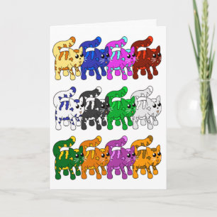 Cute Xmas Kitten Cat Pattern Rows Card