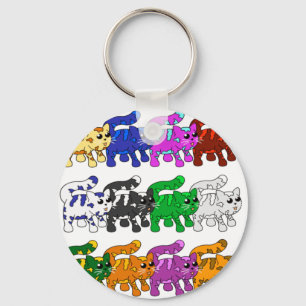 Cute Xmas Kitten Cat Pattern Rows Key Ring