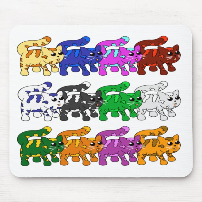 Cute Xmas Kitten Cat Pattern Rows Mouse Mat (Front)