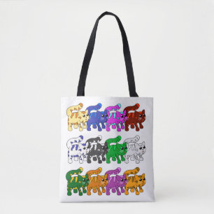Cute Xmas Kitten Cat Pattern Rows Tote Bag