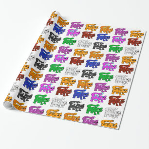 Cute Xmas Pattern Kitten Group Wrapping Paper