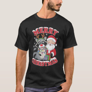 Cute Xmas Raccoon Santa on Raccoon Christmas T-Shirt