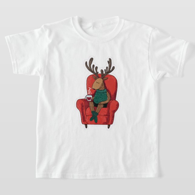 Cute Xmas Reindeer Relaxing T-Shirt (Laydown)