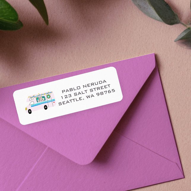 Cute Xmas RV Motorhome Pink CUSTOM Mailing  Label (Cute Xmas RV Motorhome Pink Christmas Holidays CUSTOM Return Address Mailing Label
)